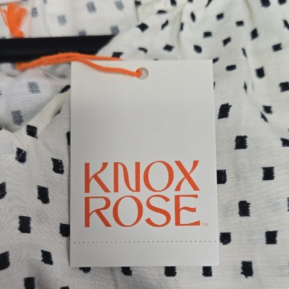 3/4 Sleeve A-line Dress Cream Polka Dots Belted Shift Dress | Knox Rose | Large - Picture 11 of 12